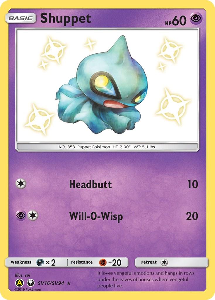 Hidden Fates Shuppet Pokémon card